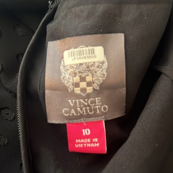 Vince Camuto black sheer Swiss dot ruffle long sleeve cocktail dress size 10 - Picture 10 of 12